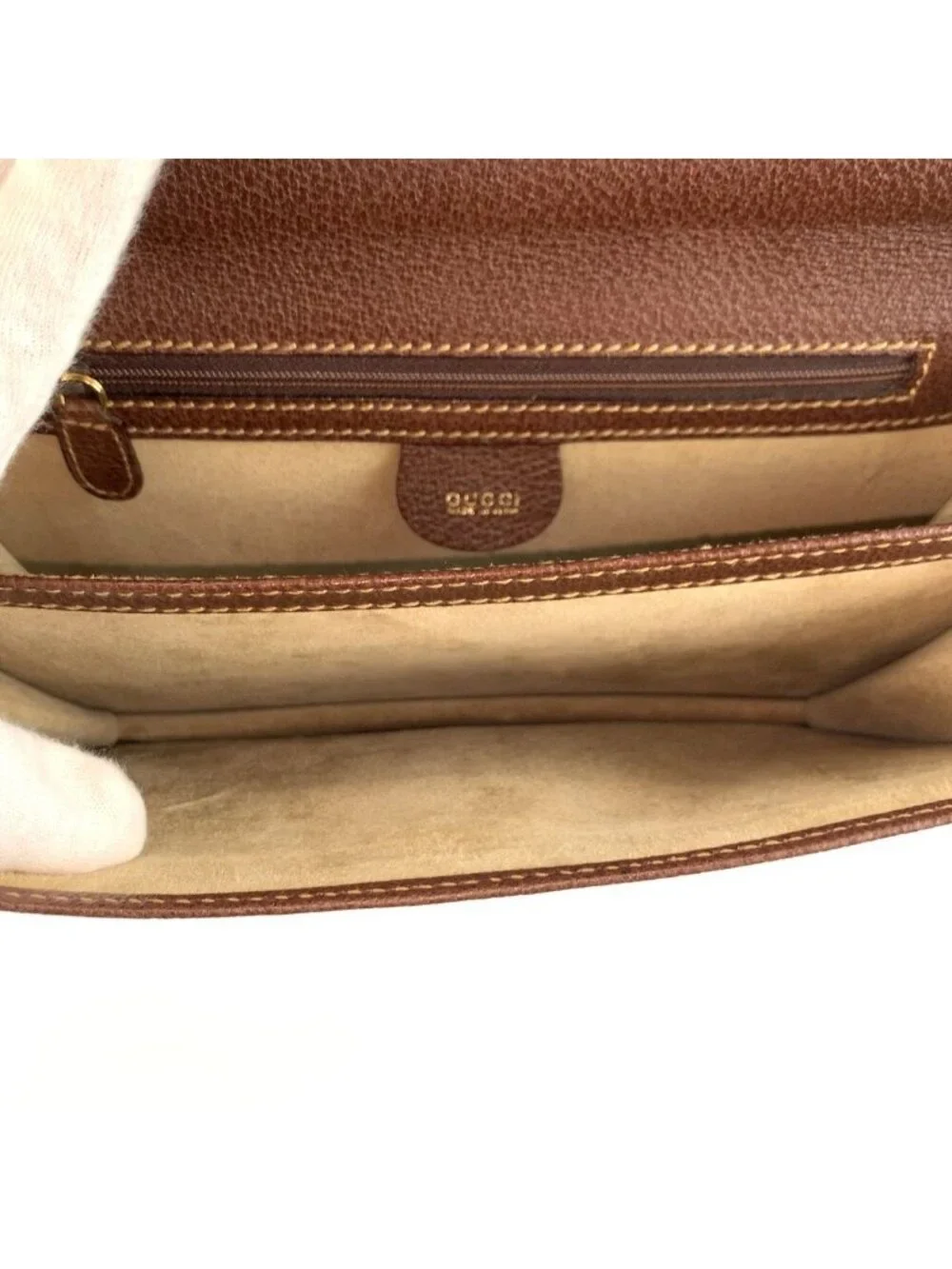Gucci Brown Gold Leather Clutch